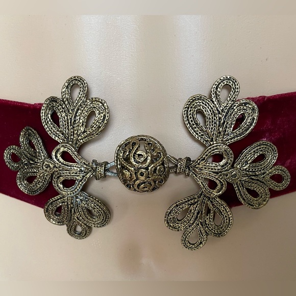 Vintage Gino Charles Brocade Metallic Maxi Dress with Velvet Belt XS Small - Picture 3 of 16